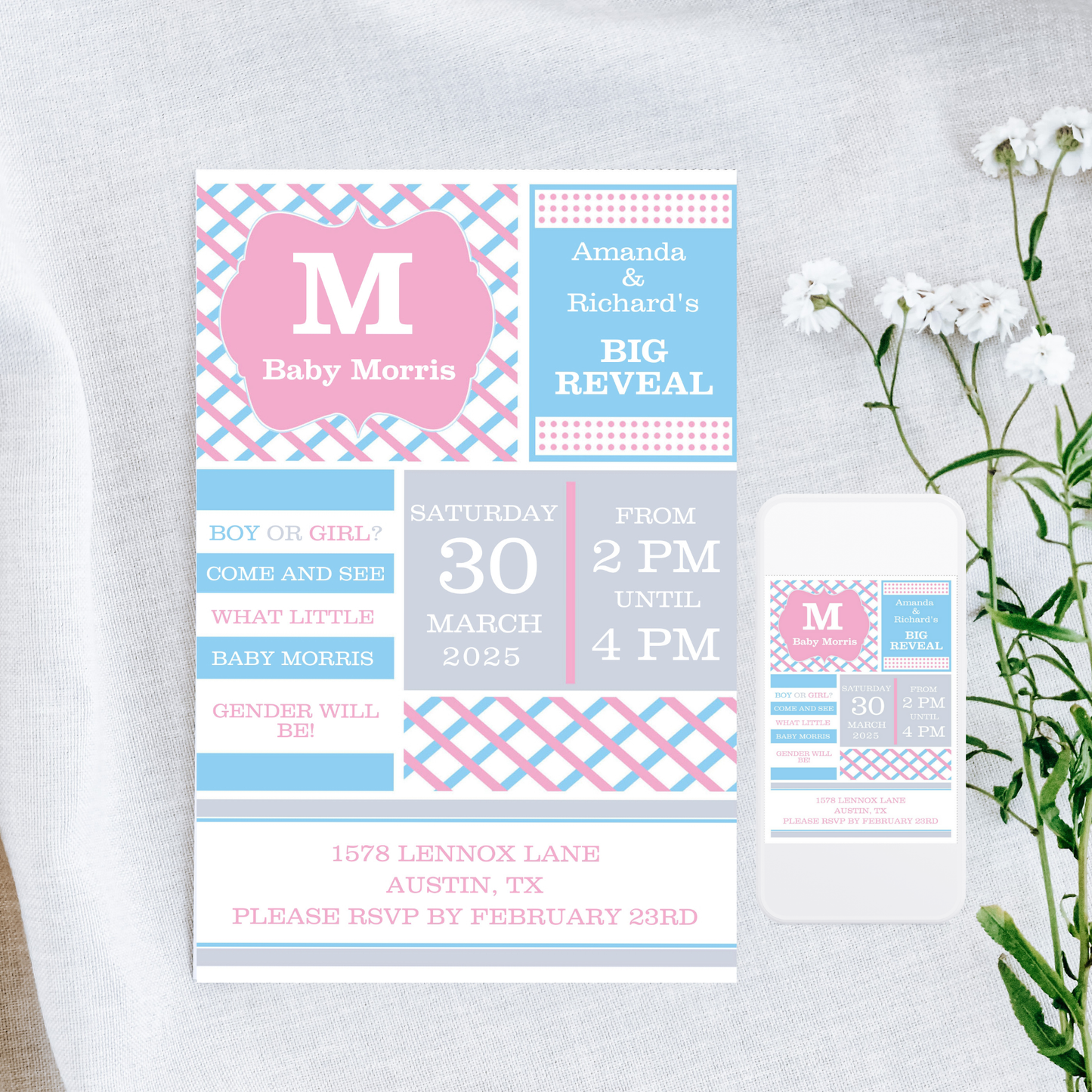 Gender Reveal Invite | Free Template Preview