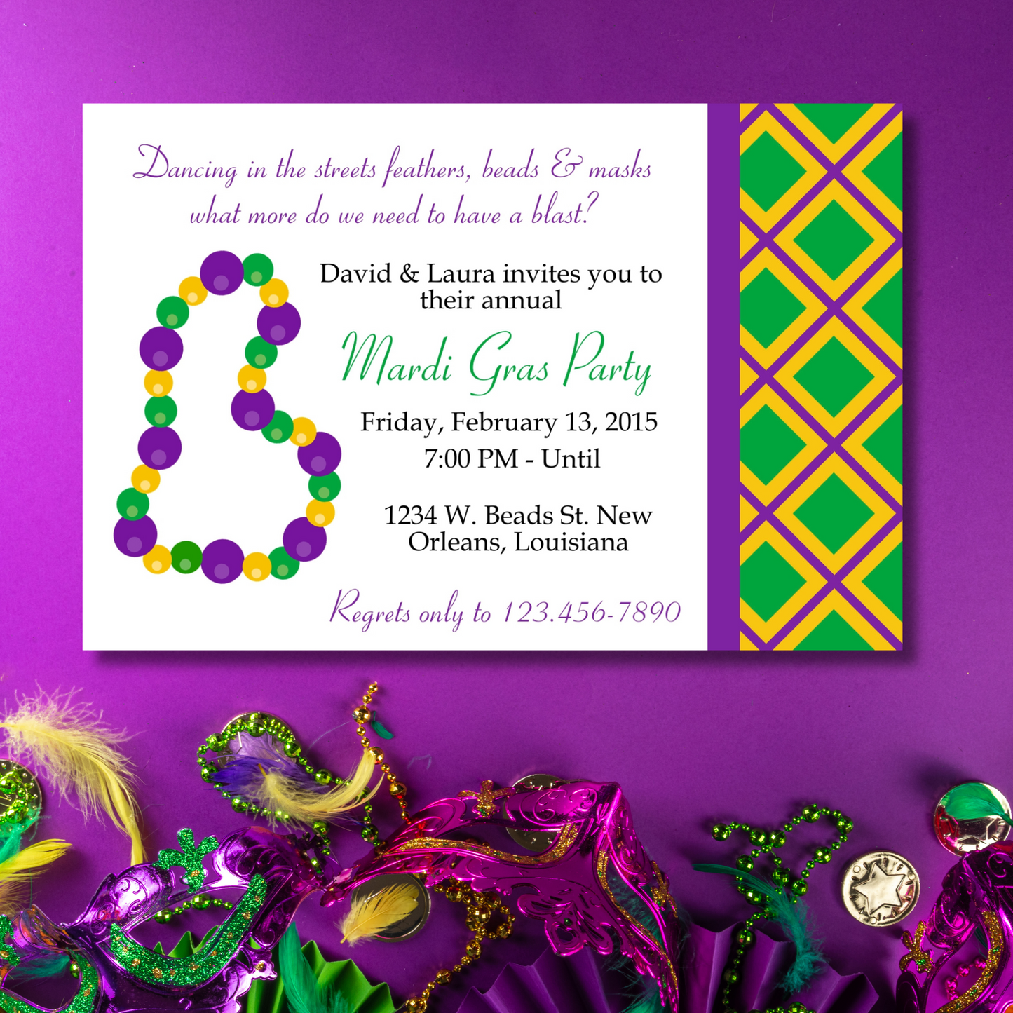 Mardi Gras Invite | Free Template Preview