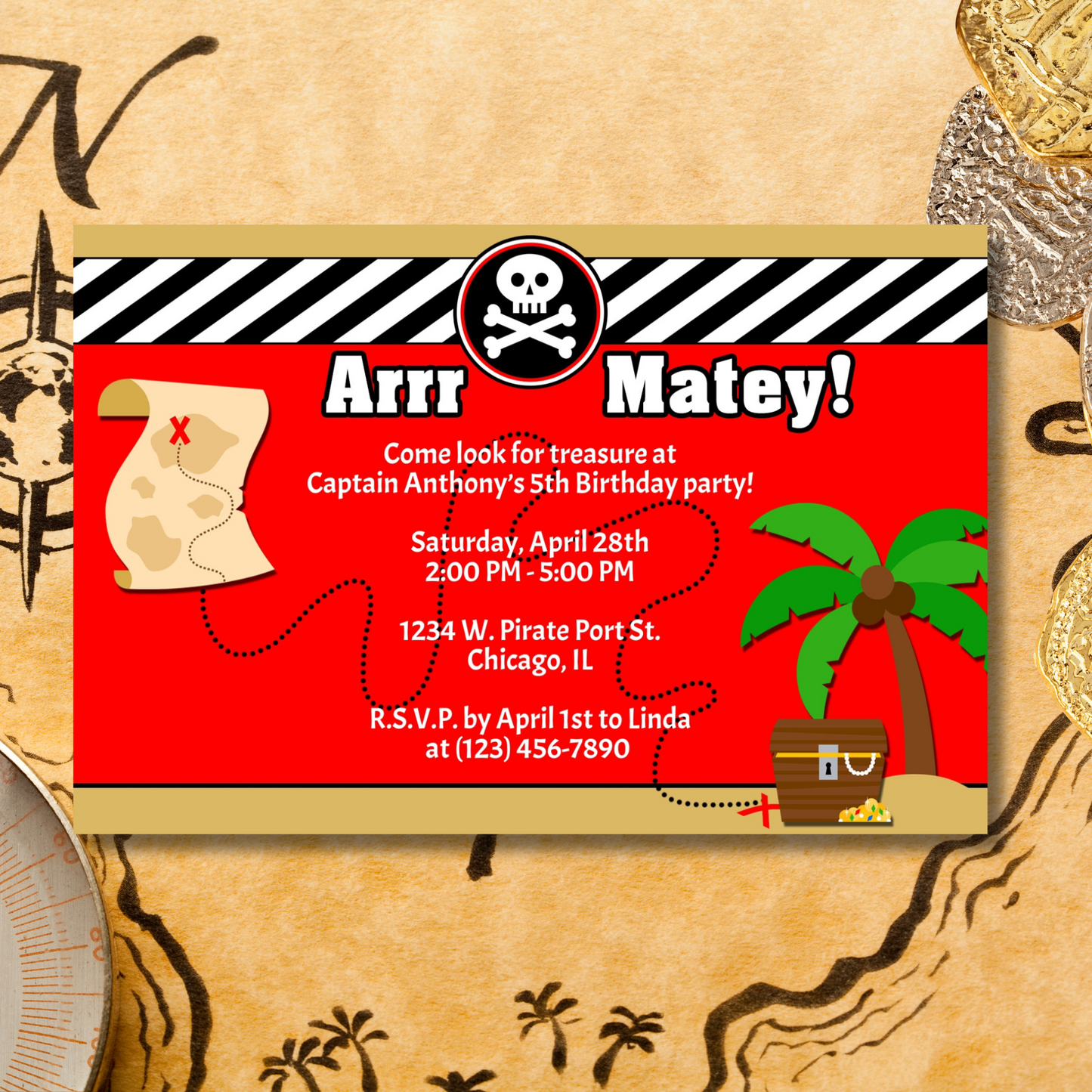 Pirate Treasure Invite | Free Template Preview