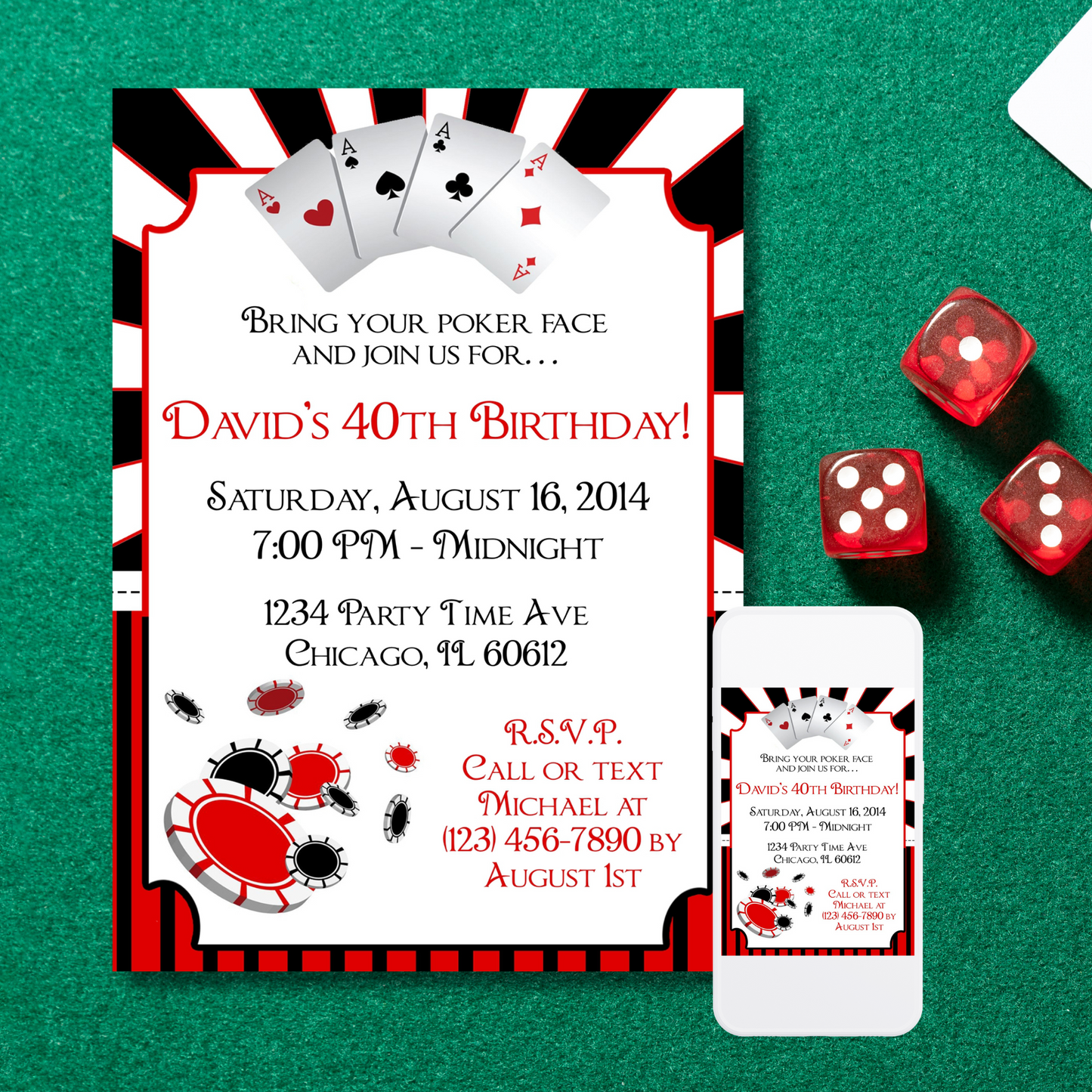 Male Poker Party Invite | Free Template Preview
