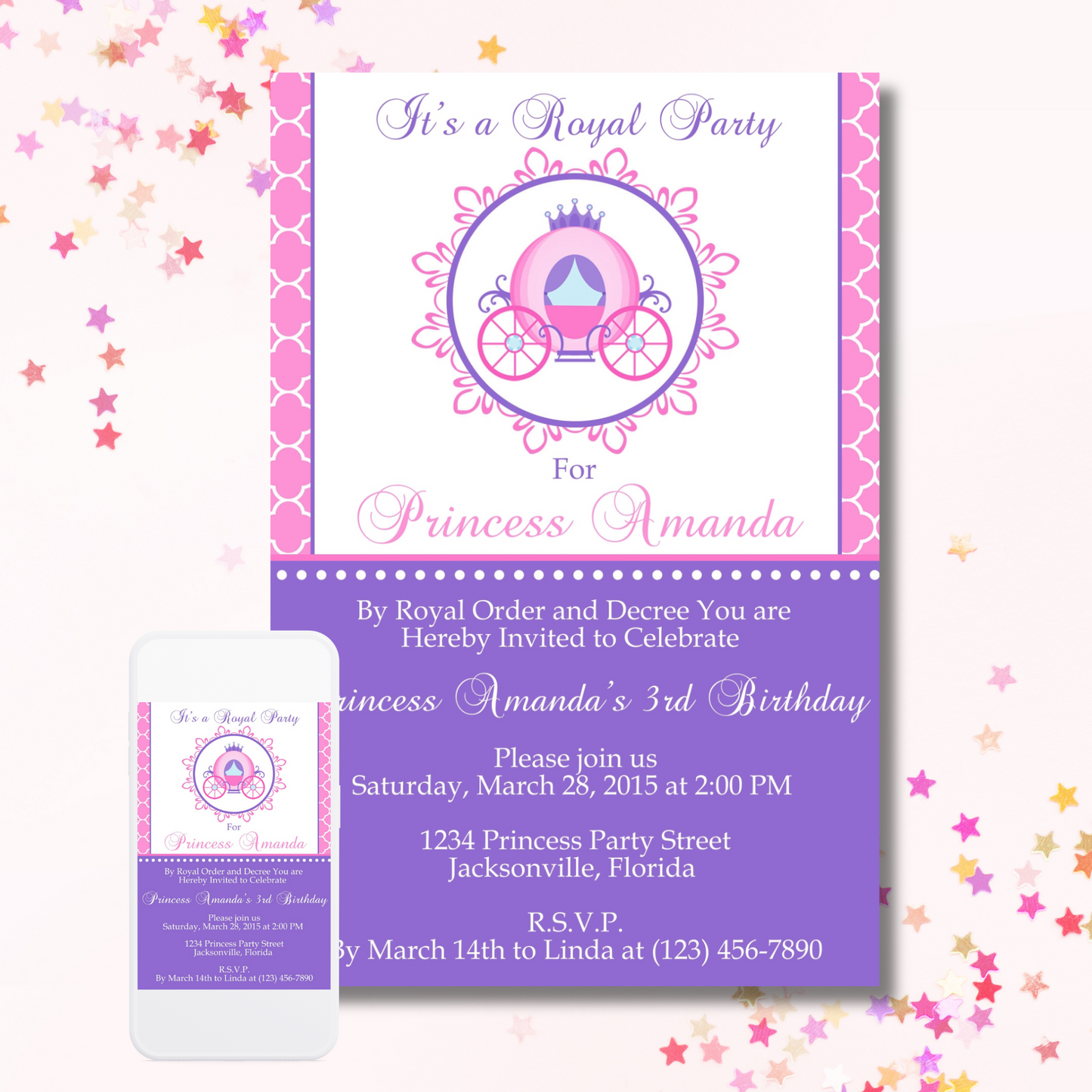Princess Carriage Invite | Free Template Preview