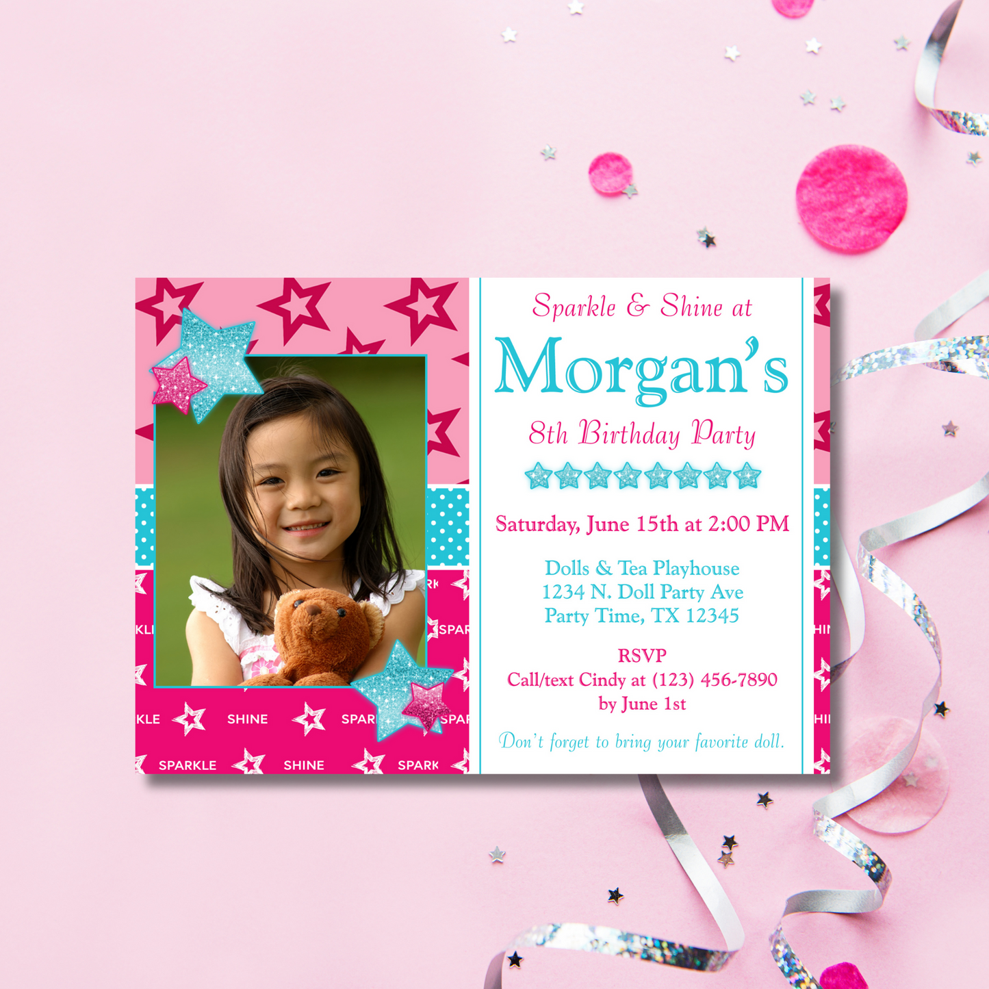 American Birthday Girl Photo Invite | Free Template Preview