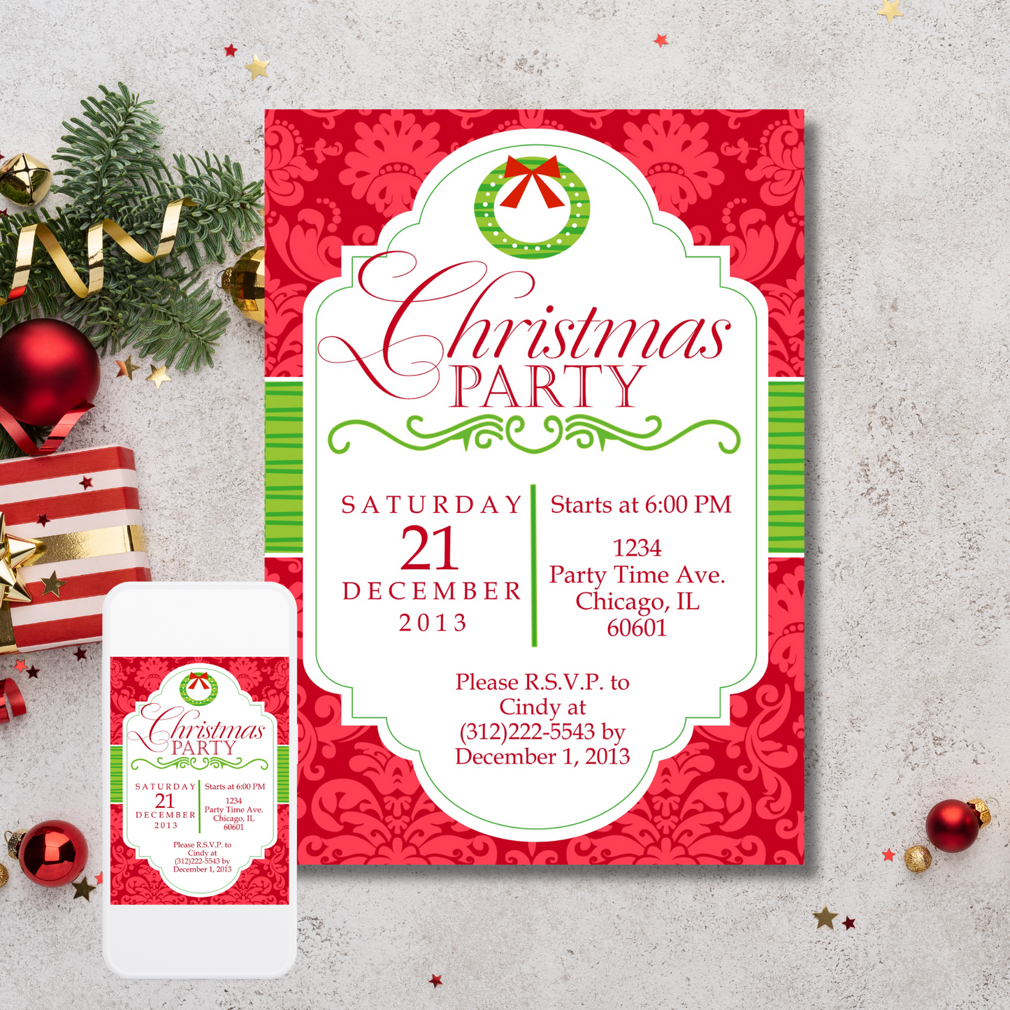 Christmas Party Invite | Free Template Preview