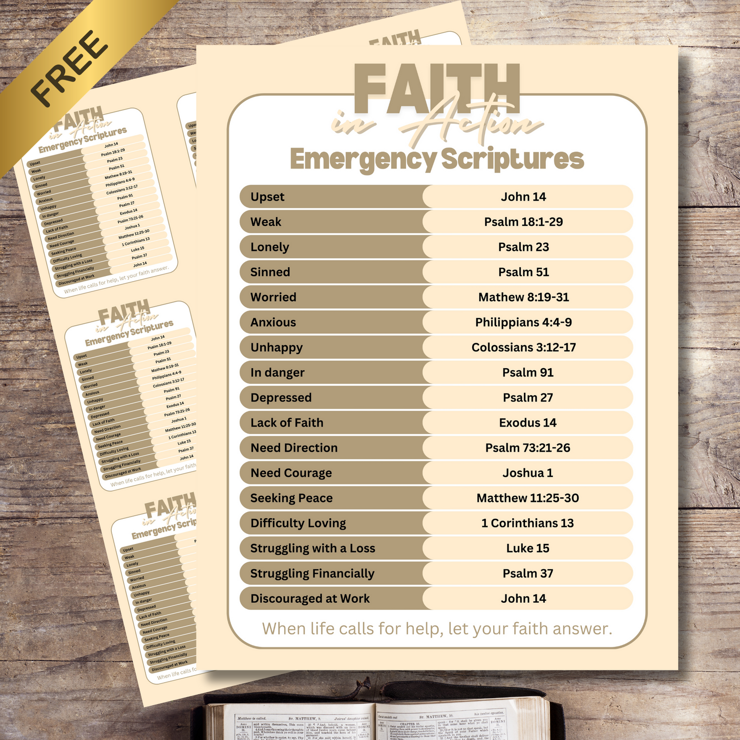 Printable Emergency Scripture Chart and Cards