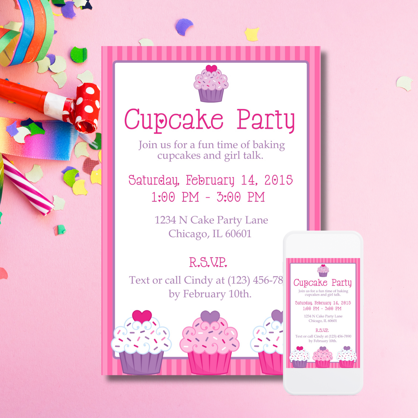 Cupcake Party Invitation | Free Template Preview