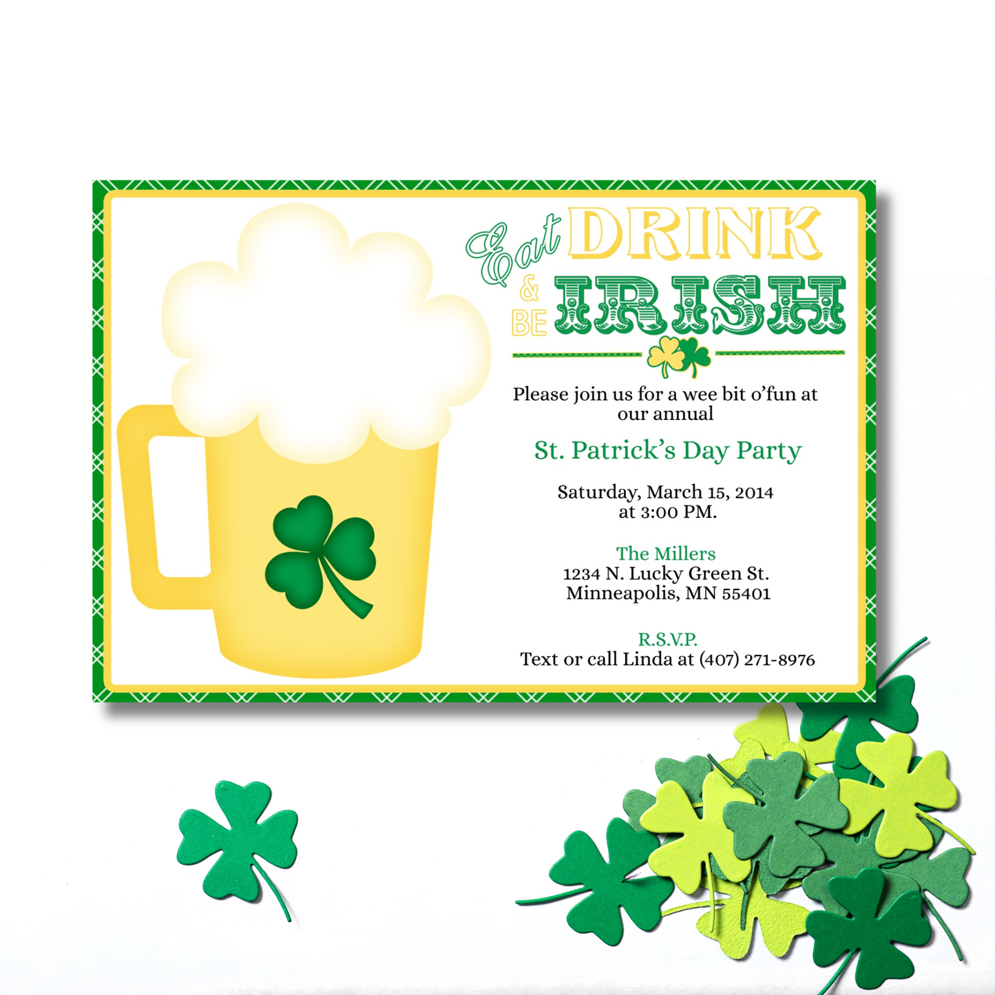 Eat, Drink & Be Irish Invite | Free Template Preview