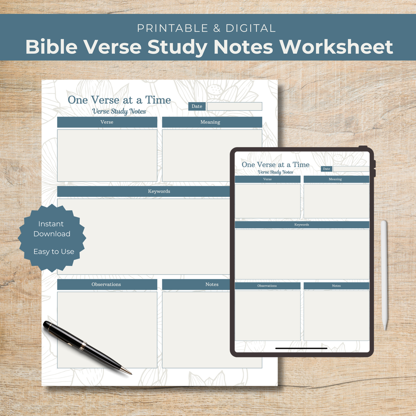 Bible Verse Study Notes Worksheet