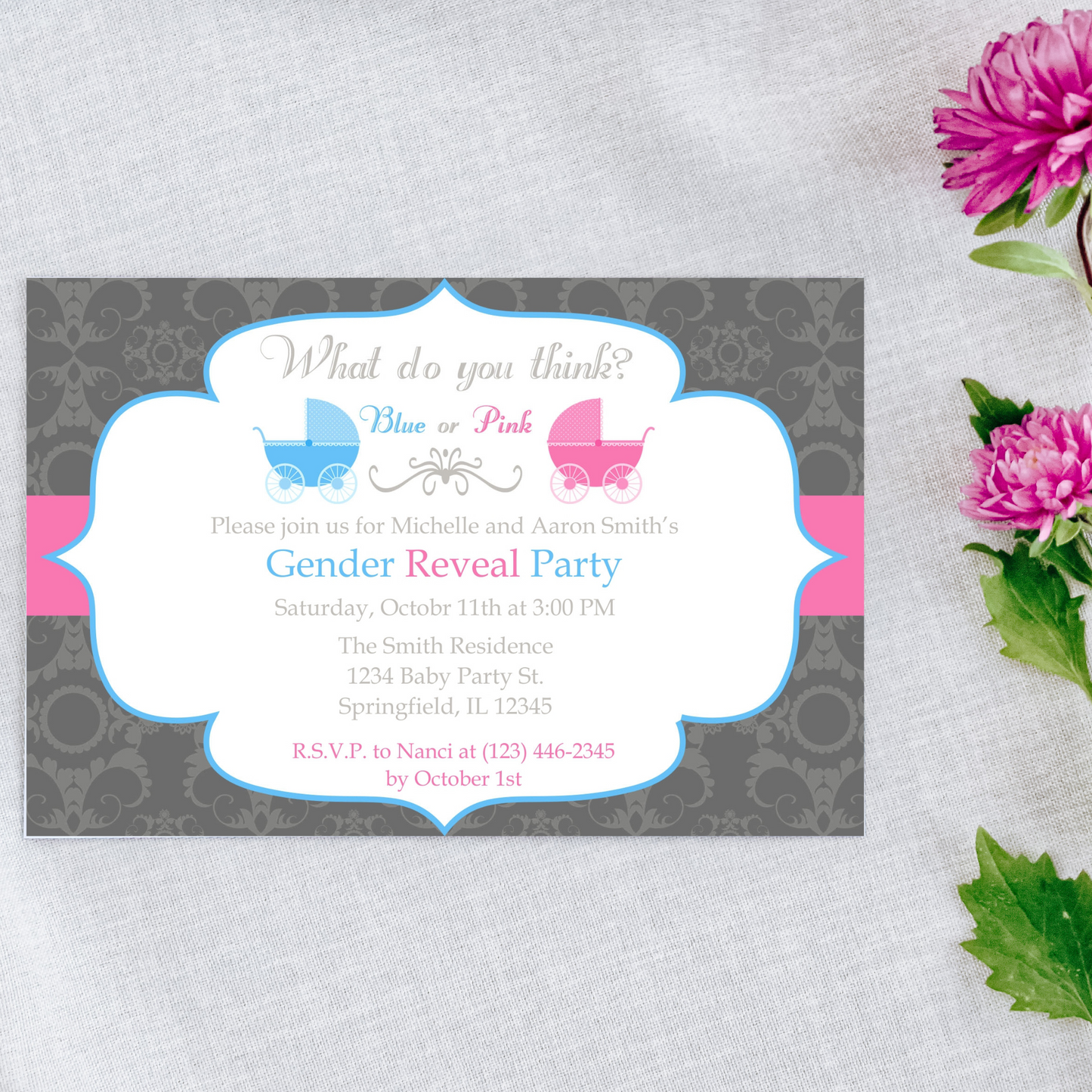 Carriage Gender Reveal Invite | Free Template Preview
