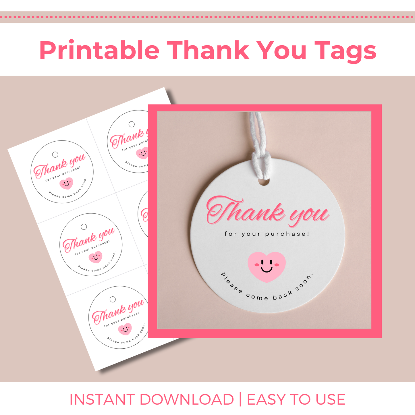 Printable Thank You Tags for Small Business & Packaging