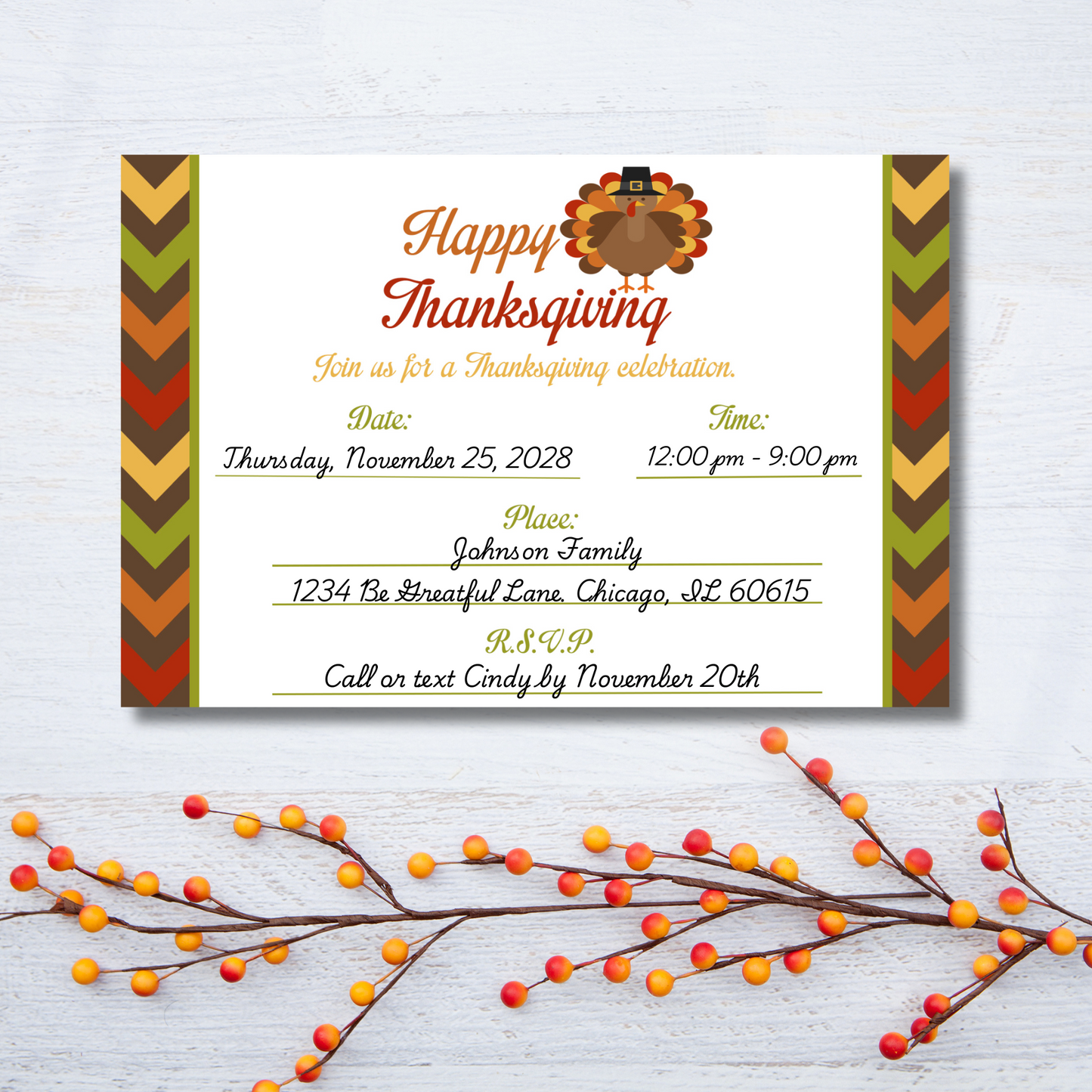 DIY Thanksgiving Dinner Invitation