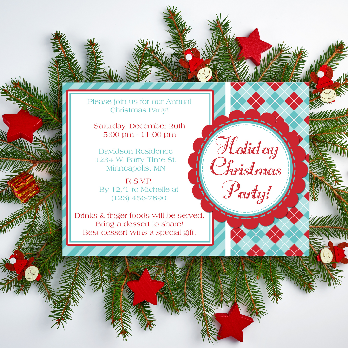 Holiday Xmas Party Invite | Free Template Preview