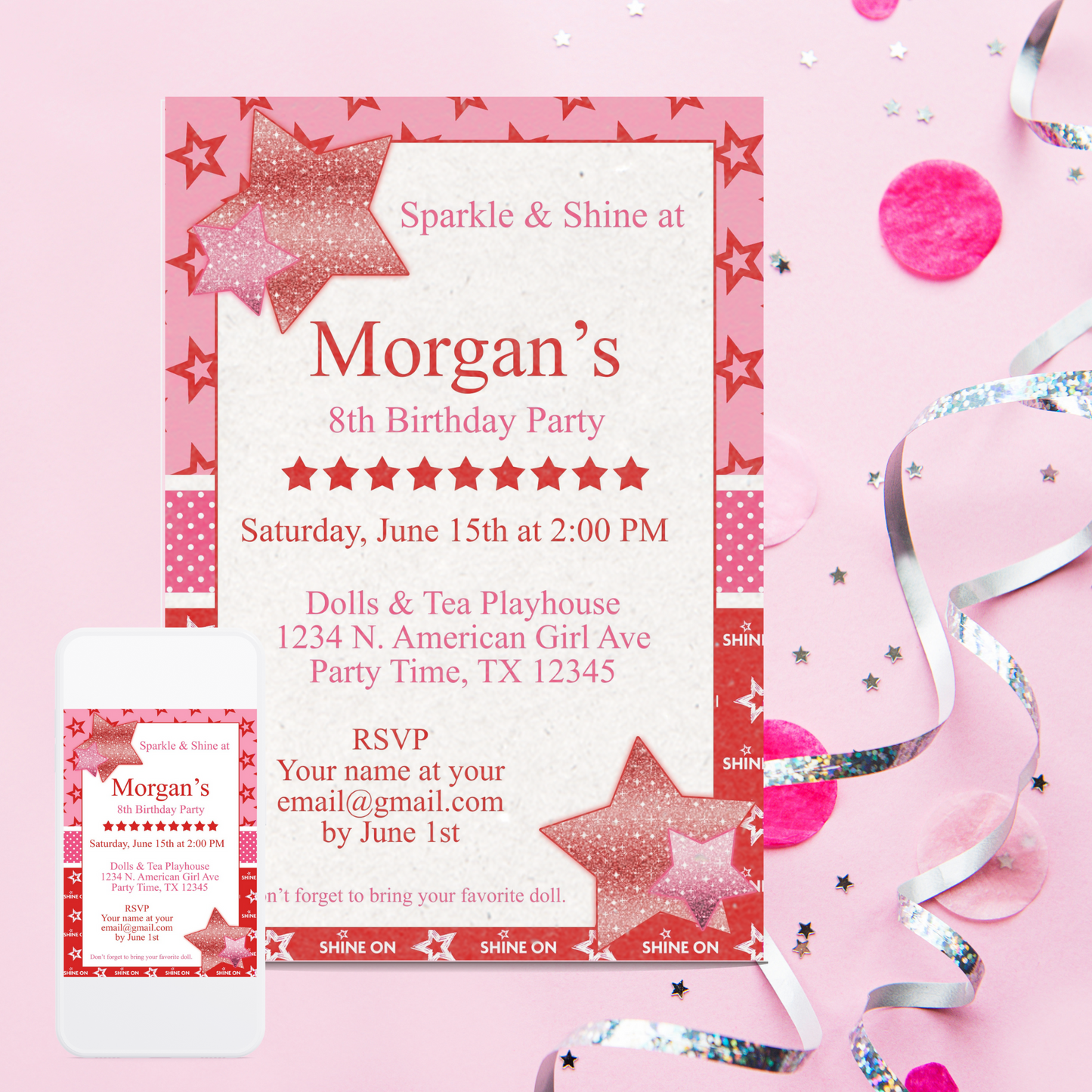 American Birthday Girl Invitation| Free Template Preview