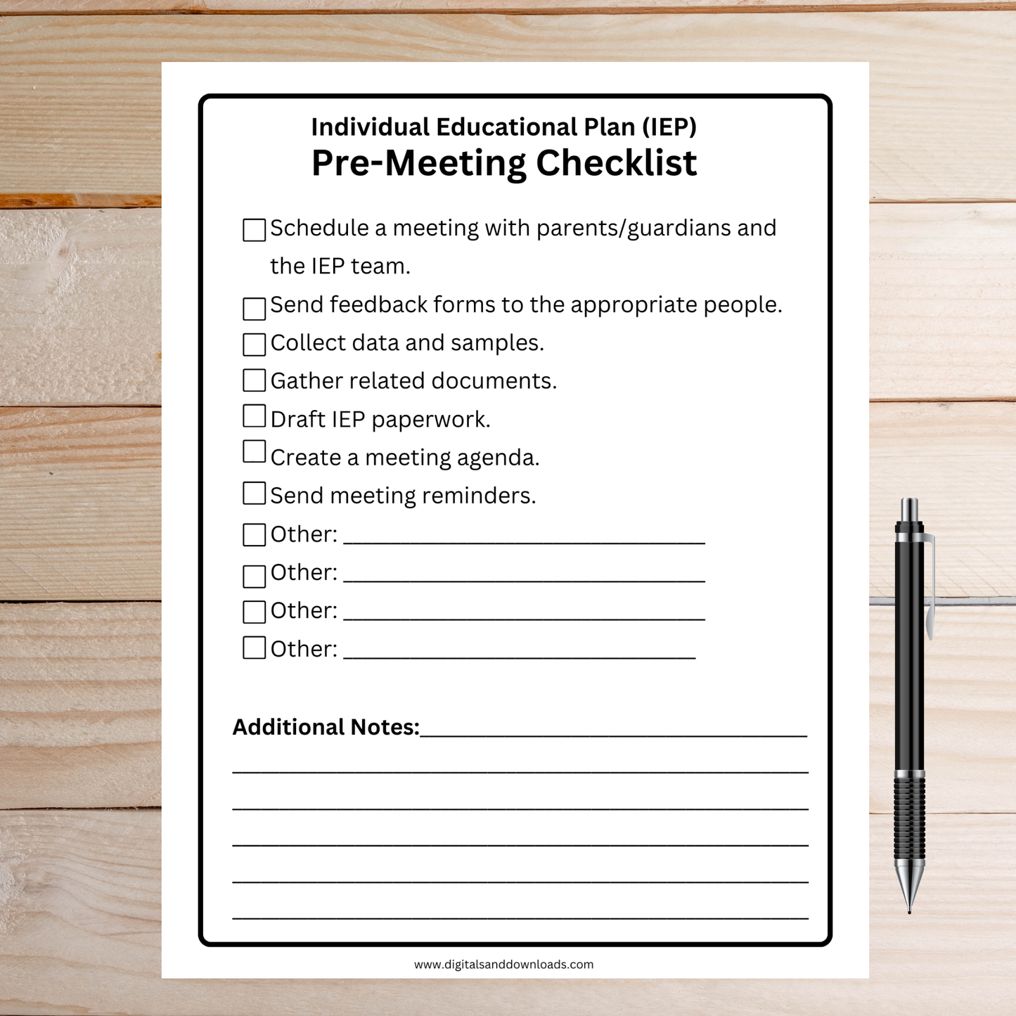 IEP Pre Meeting Checklist