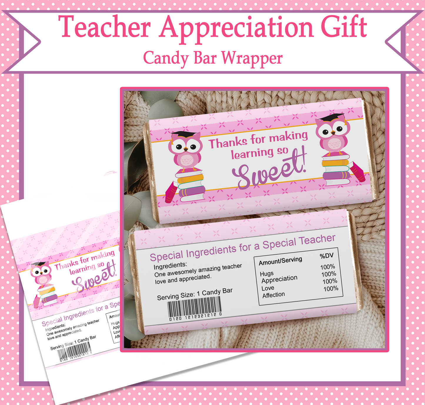 Teacher Appreciation Chocolate Wrapper