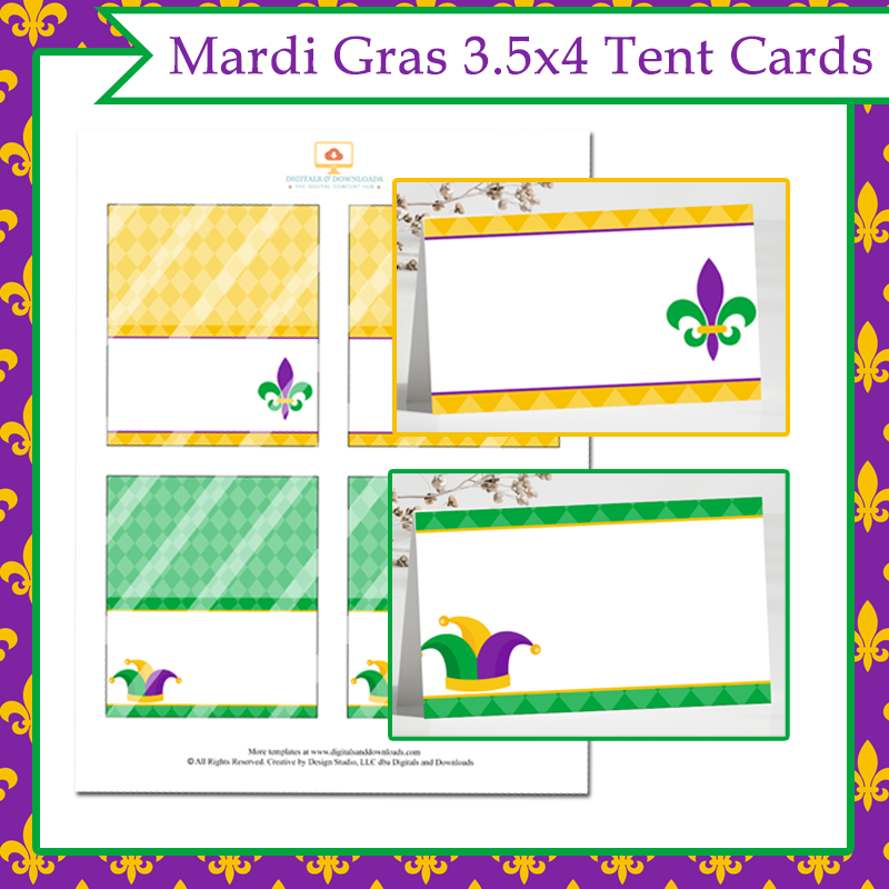 Printable Mardi Gras Tent Cards for Parties & Events