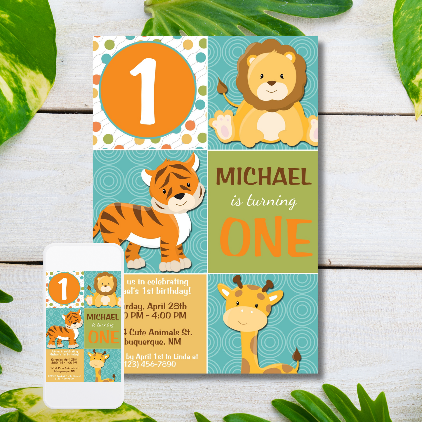 Safari Animals Invite | Free Template Preview