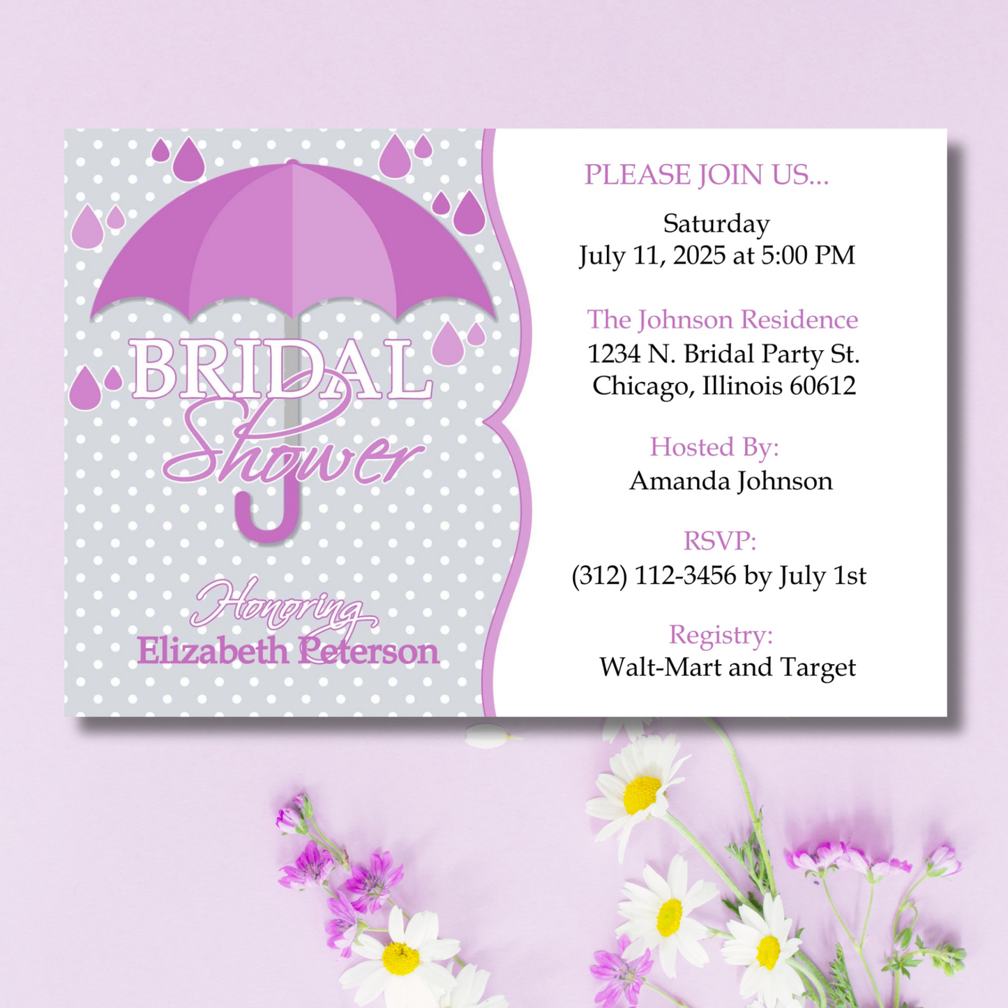 Printable Umbrella Bridal Shower Invitation