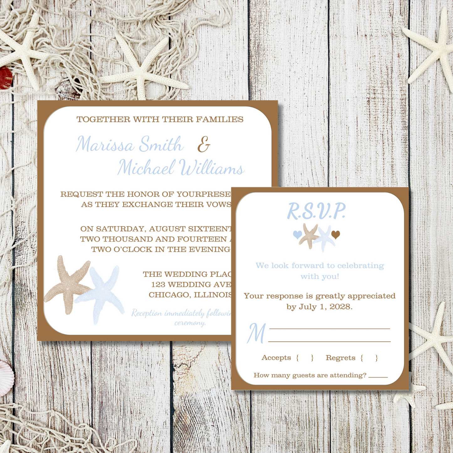 Beach Wedding Invitation | Free Template Preview