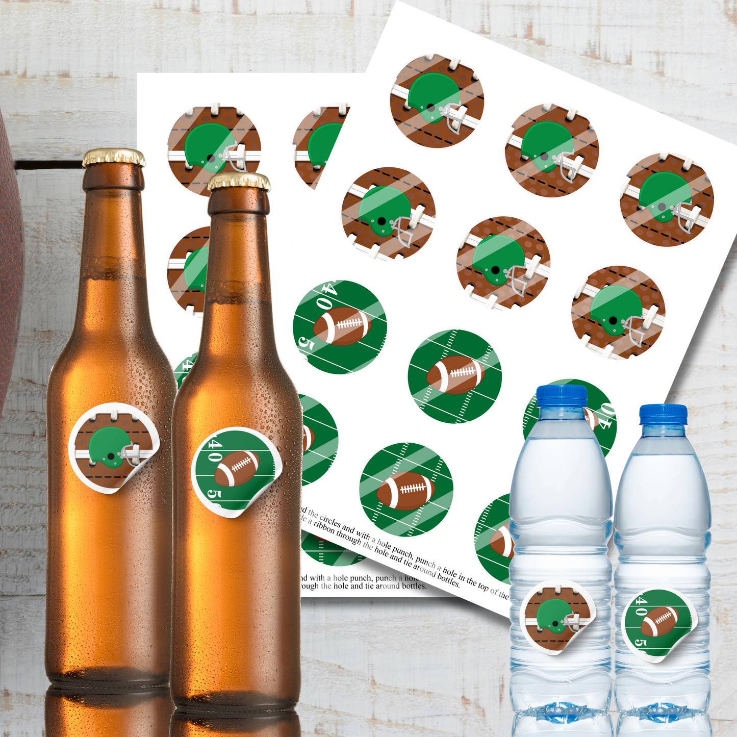 Football Party Bottle Sticker Printable Game Day Decorations