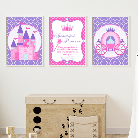 Princess Wall Art Set – 3 Digital Prints for Girls