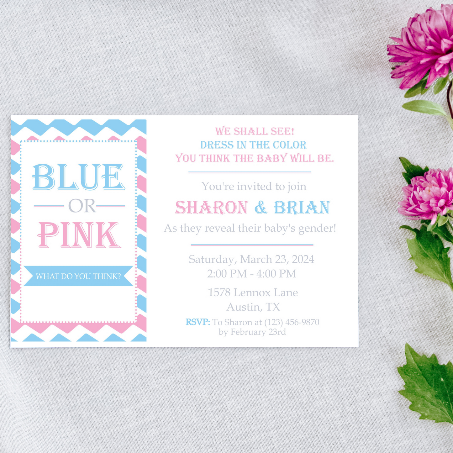 Gender Reveal Invitation | Free Template Preview