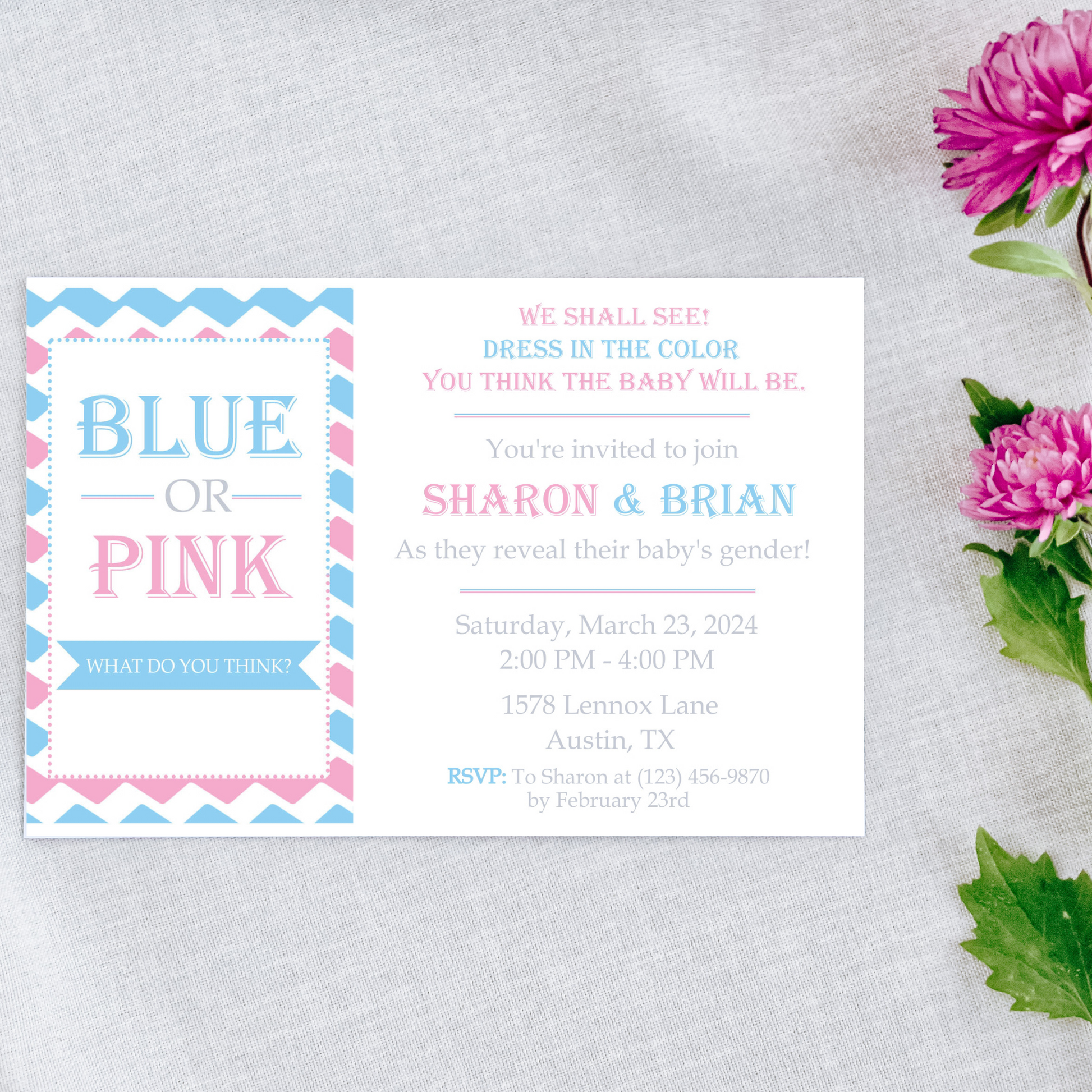 Gender Reveal Invitation | Free Template Preview