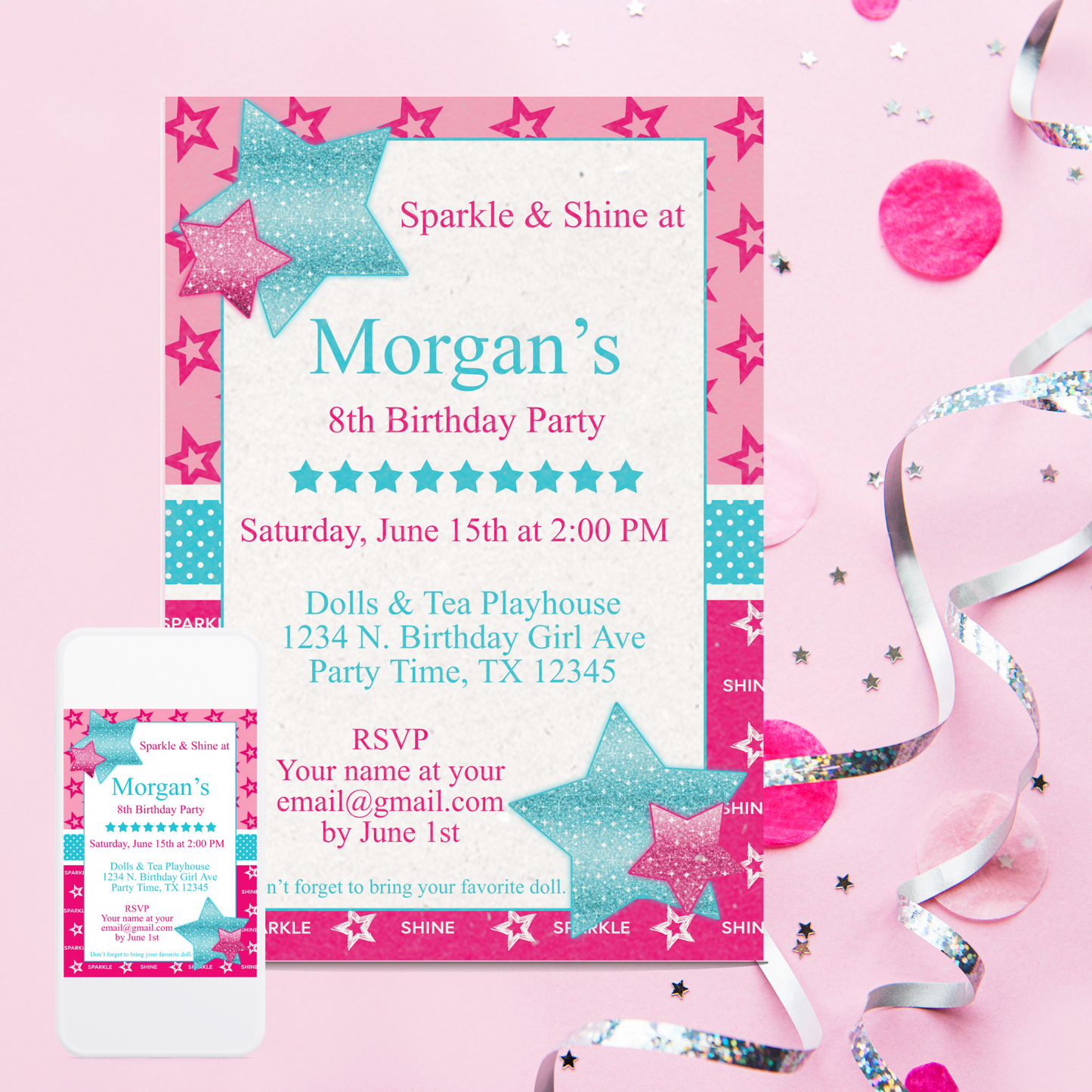 American Birthday Girl Invite | Free Template Preview