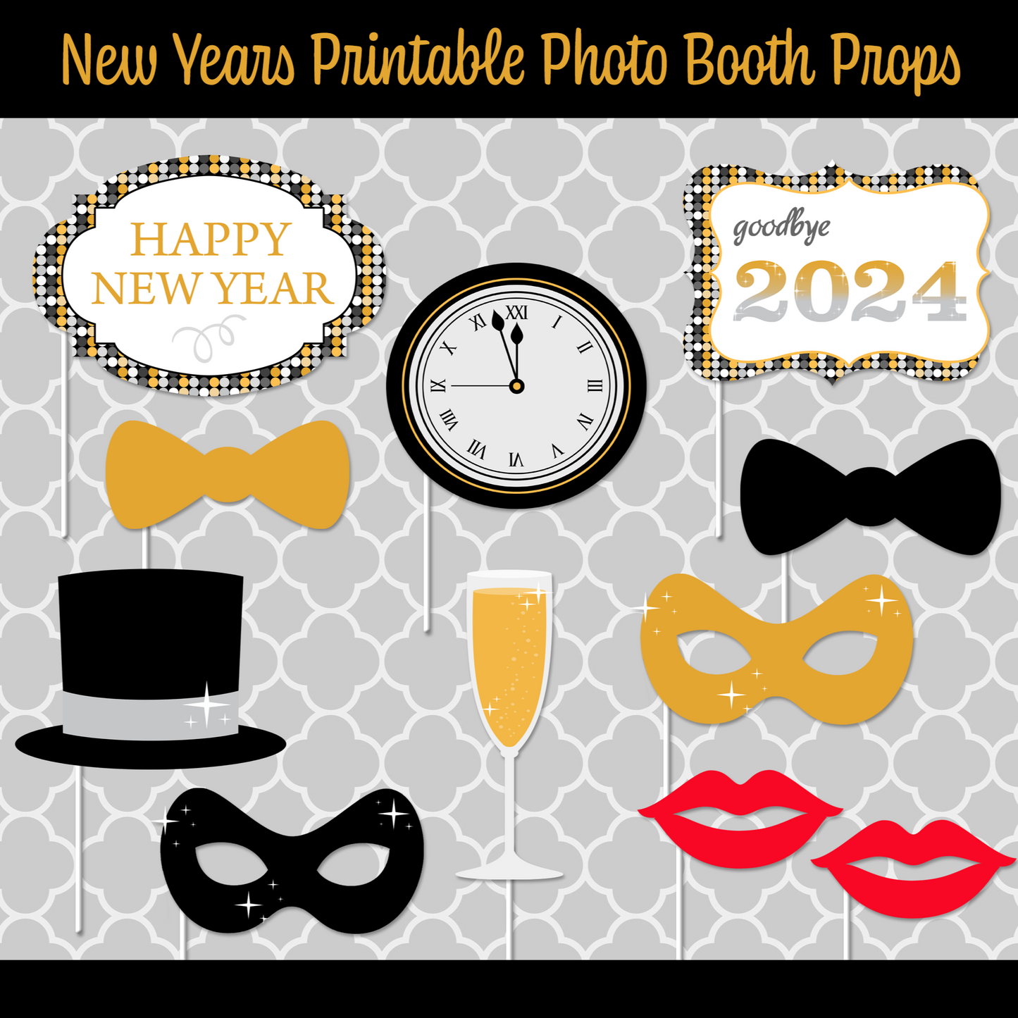 New Year’s Printable Photo Booth Props - Fun DIY Party Decorations