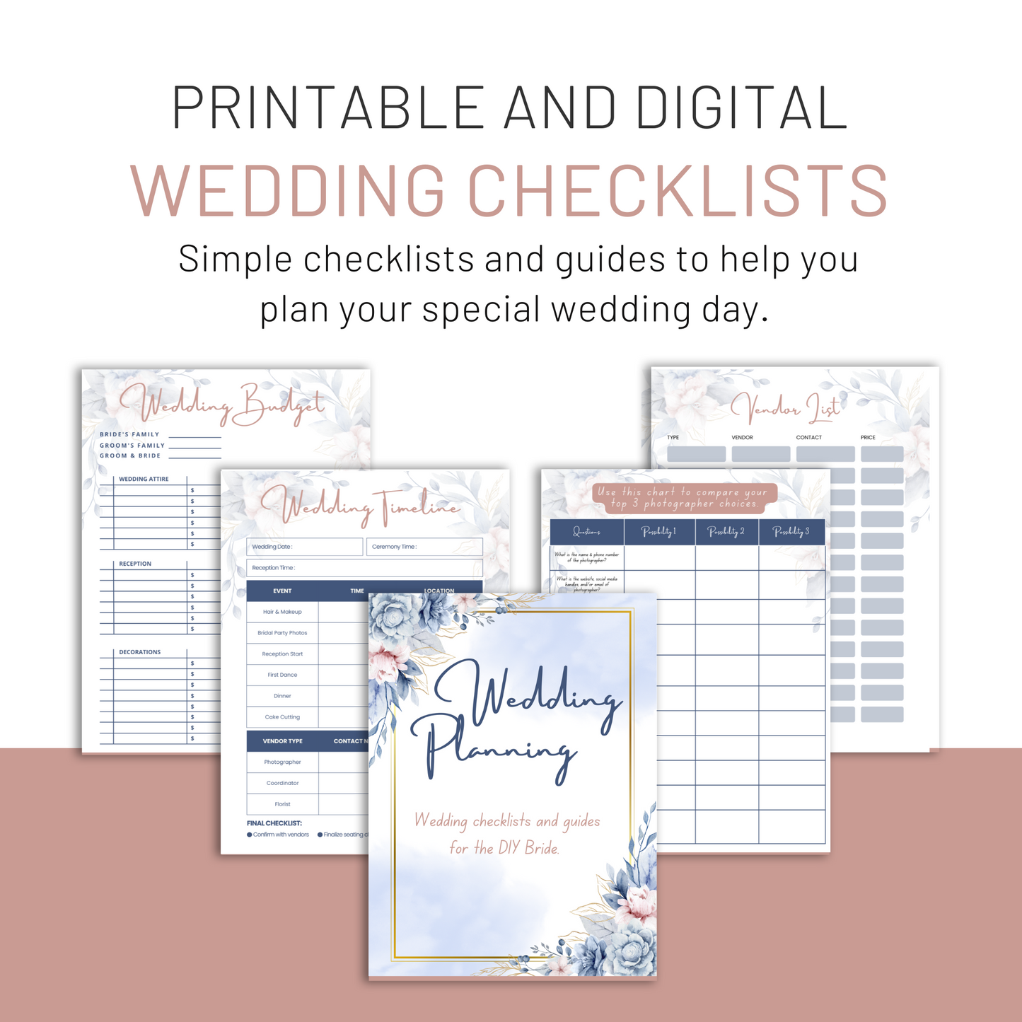 Wedding Planner Checklist Set - Printable & Digital