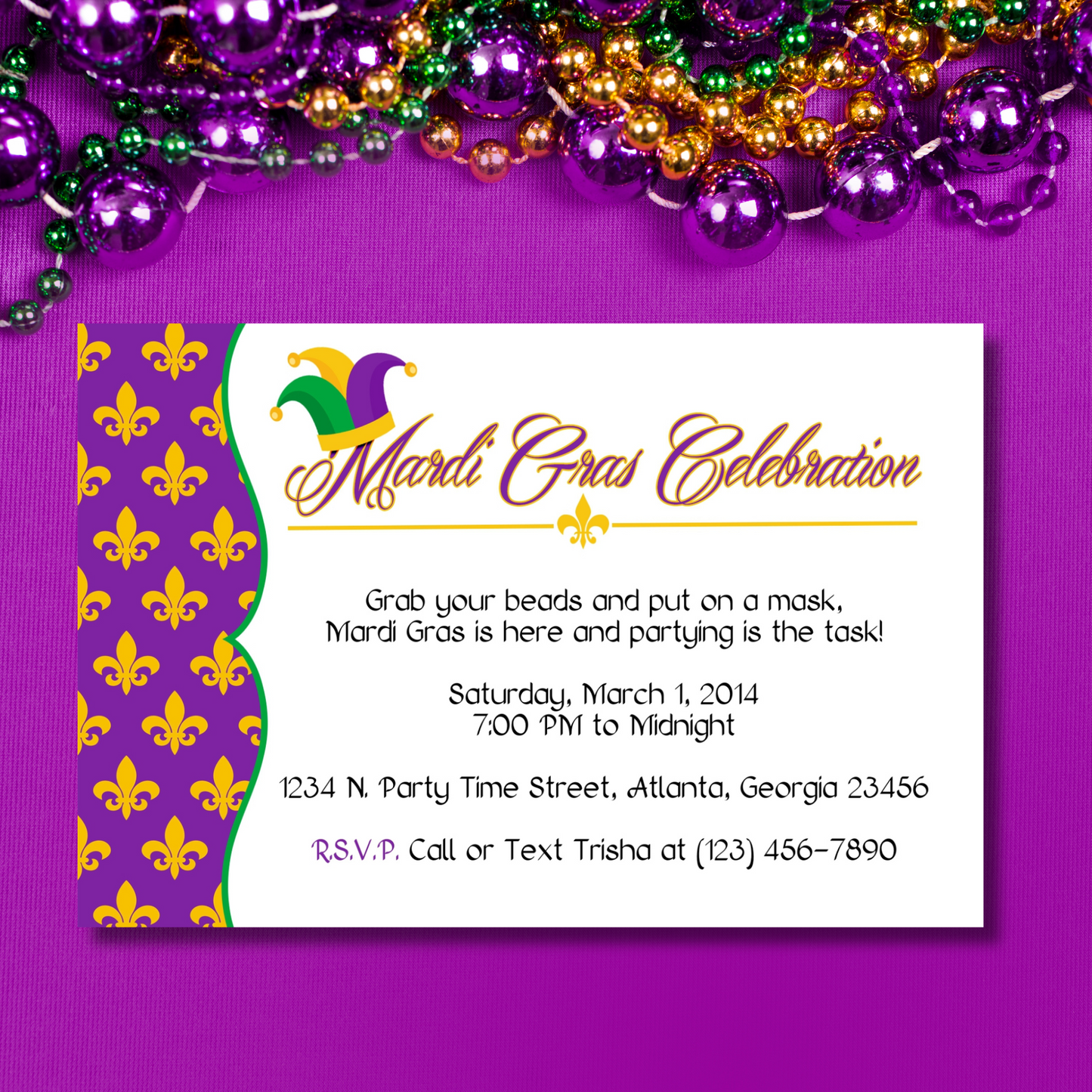 Mardi Gras Crown Invite | Free Template Preview