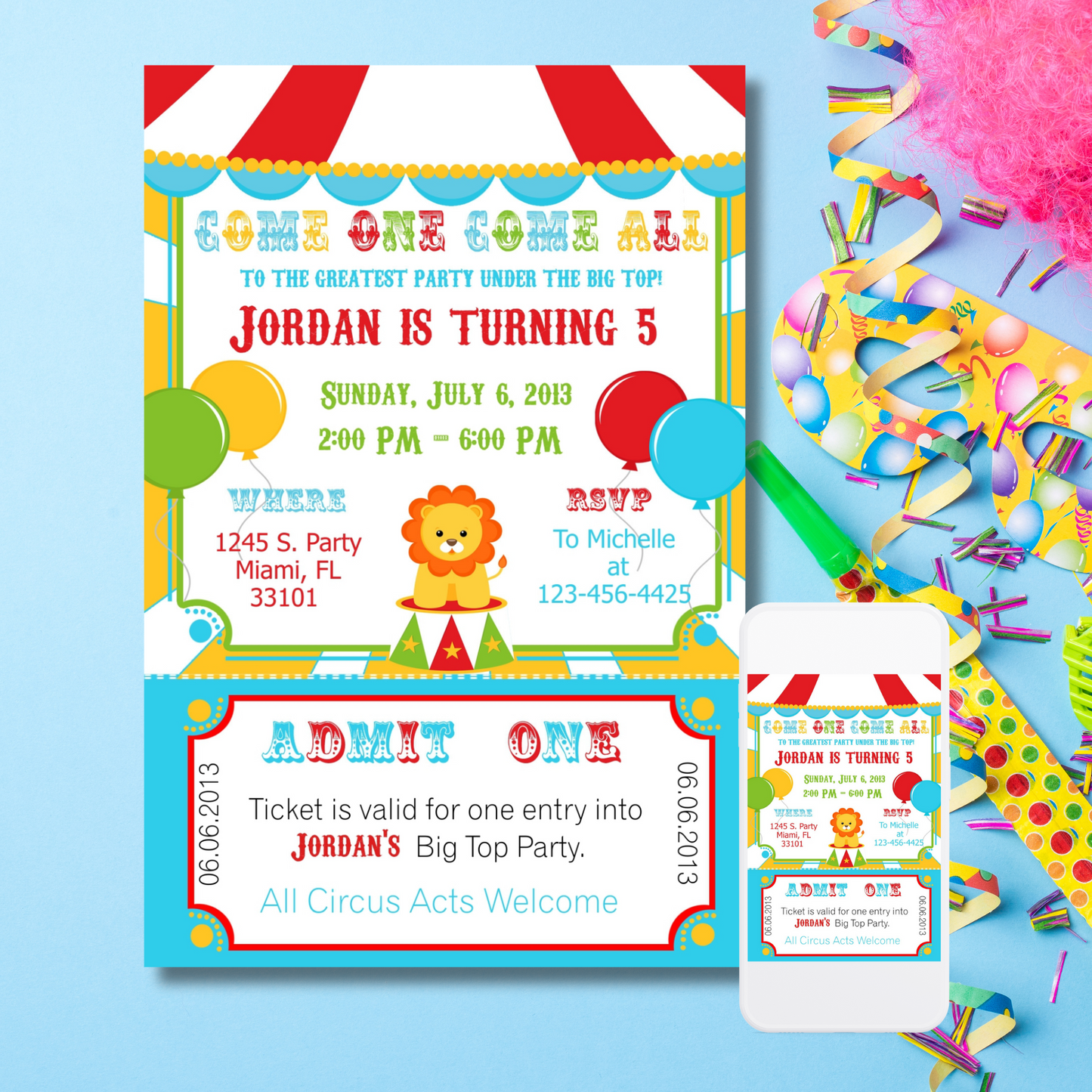 Circus Birthday Invitation