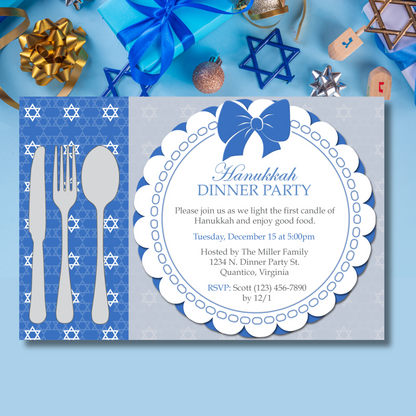 Hanukkah Dinner Party Invitation