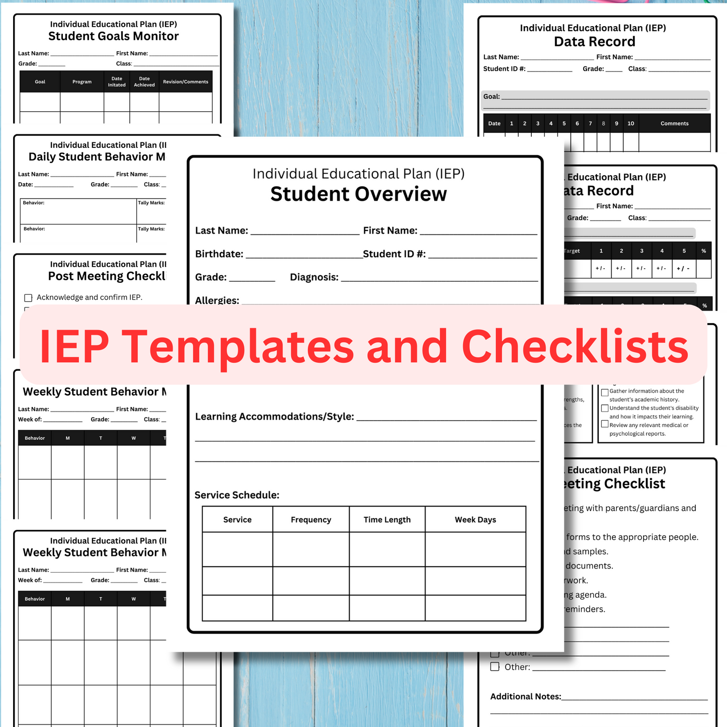 IEP Printables and Checklists