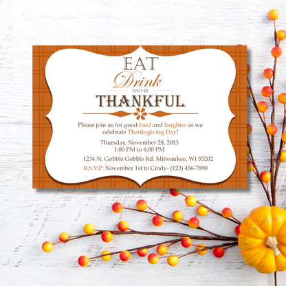 Be Thankful Thanksgiving Invitation