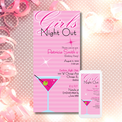 Martini Girl's Night Out Invitation