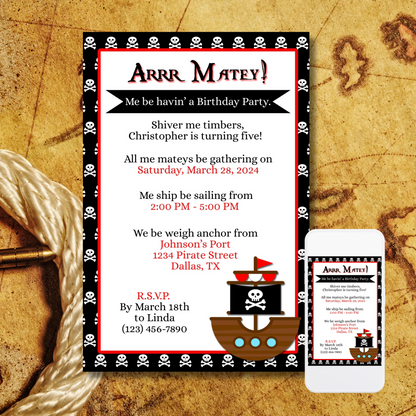 Pirate Ship Invitation