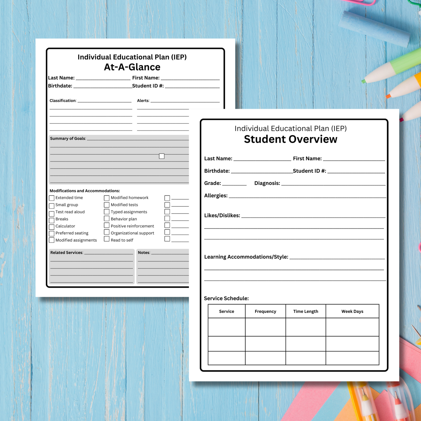 IEP Printables and Checklists