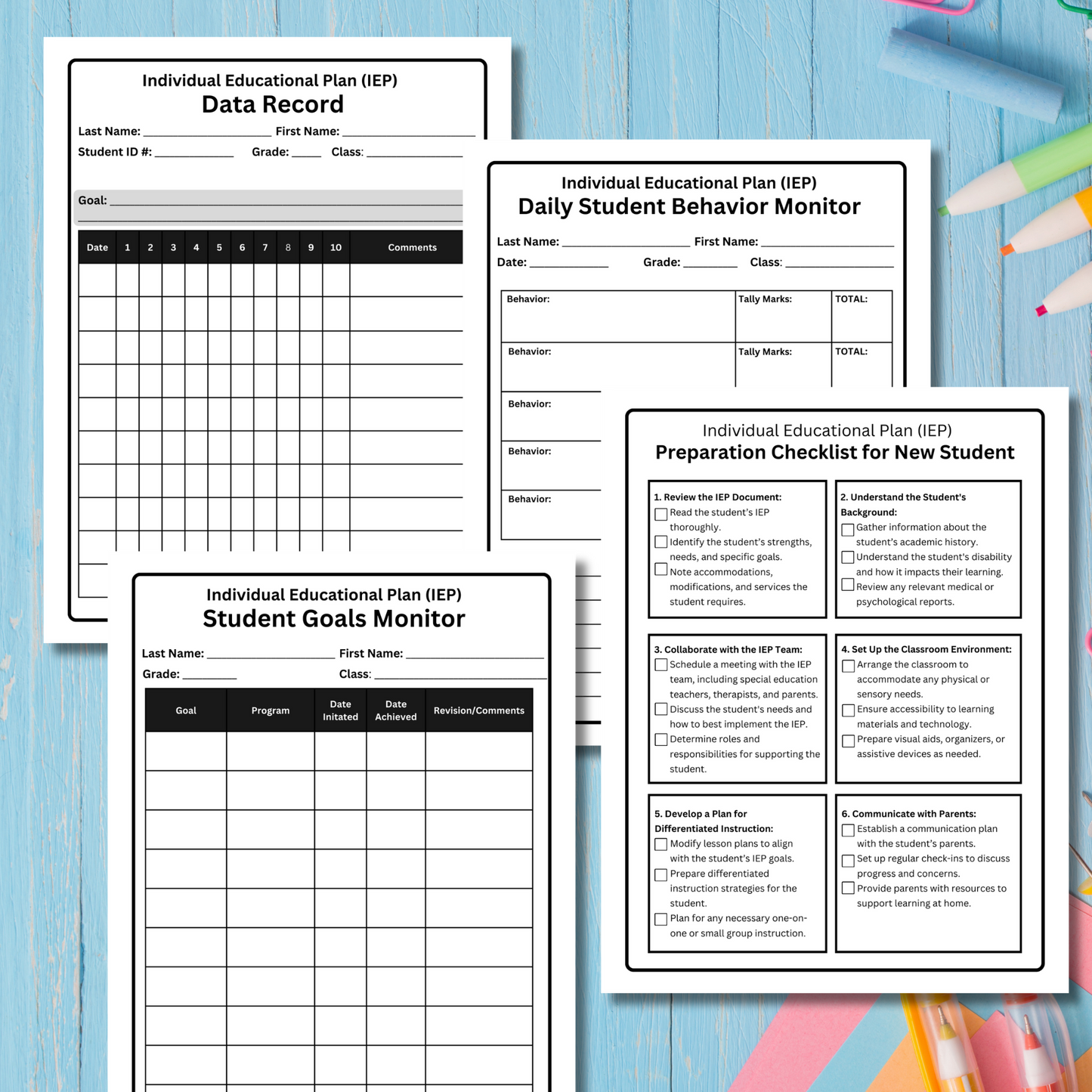 IEP Printables and Checklists