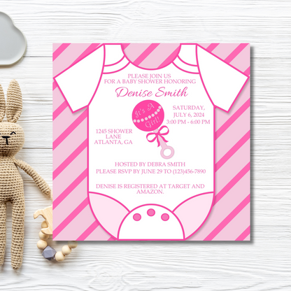 Pink Onesie Baby Shower Invitation