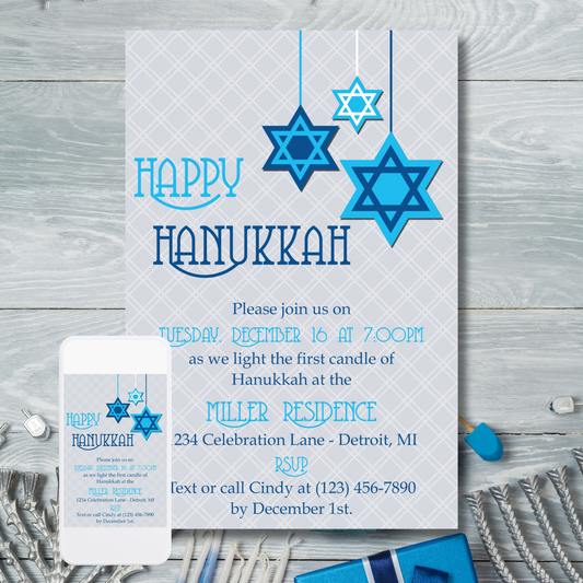 Hanukkah Stars Invitation