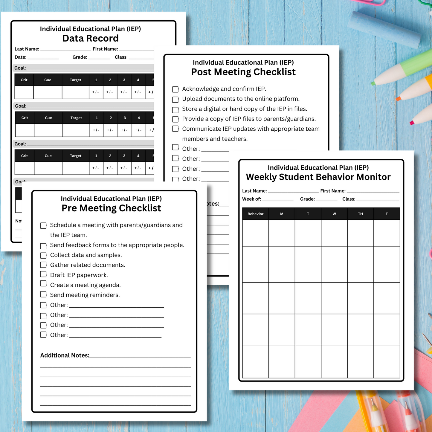 IEP Printables and Checklists