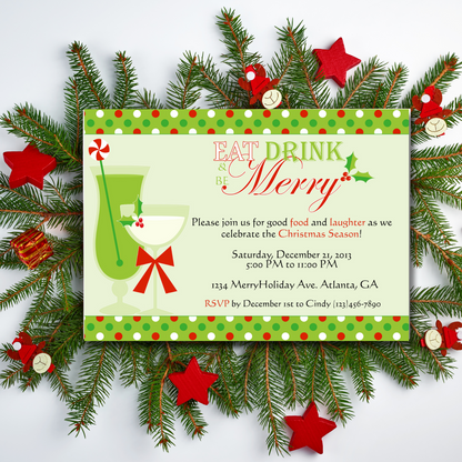 Eat, Drink & Be Merry Invite | Free Template Preview