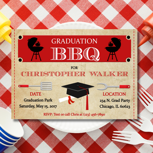 Graduation BBQ Party Invitation