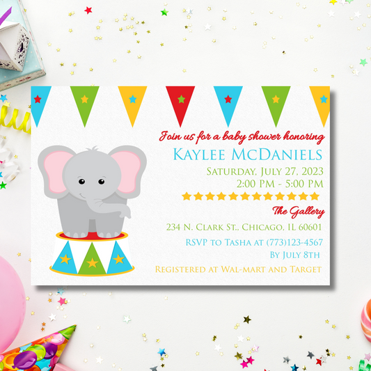 Circus Elephant Invitation