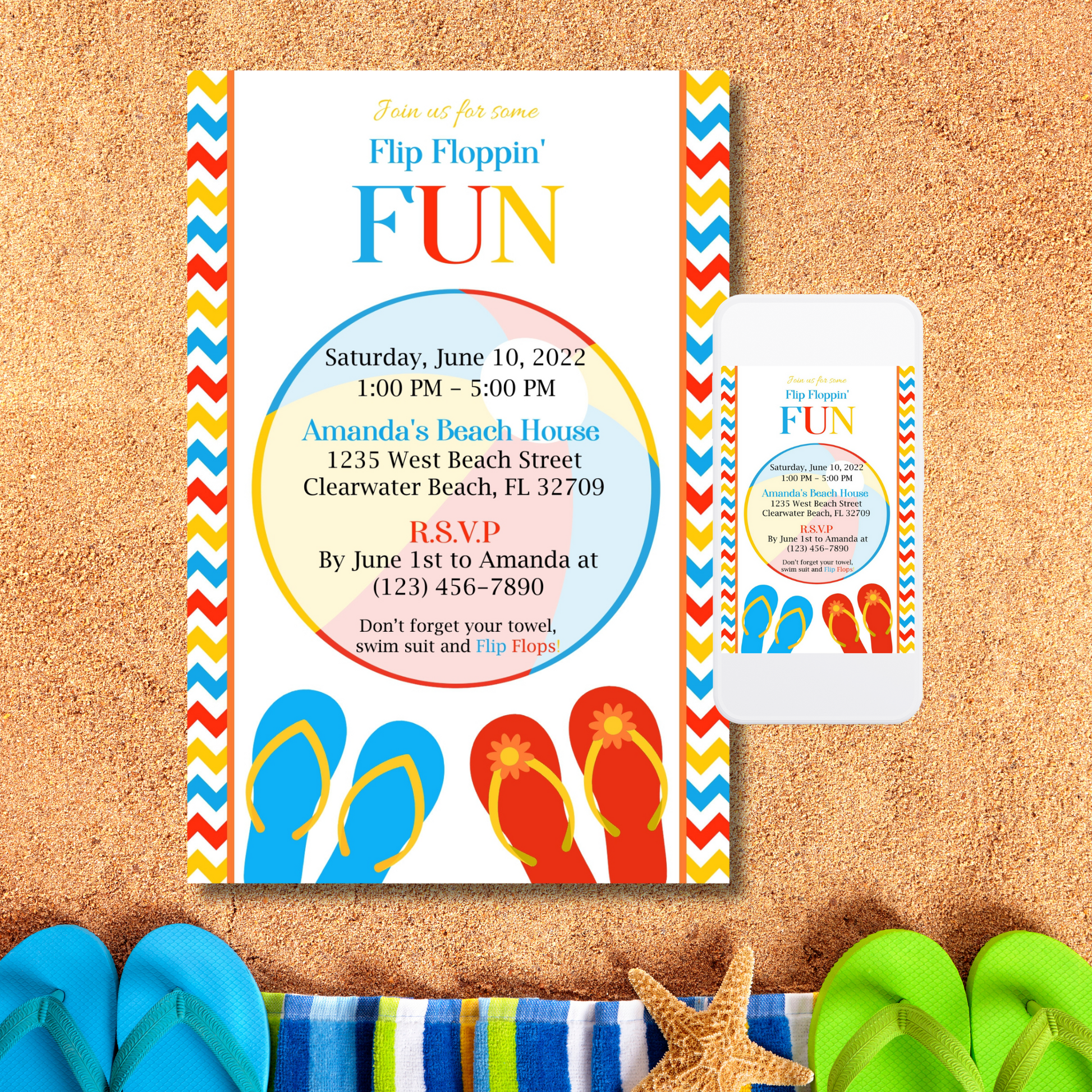 Flip-Flop Party Invite | Free Template Preview