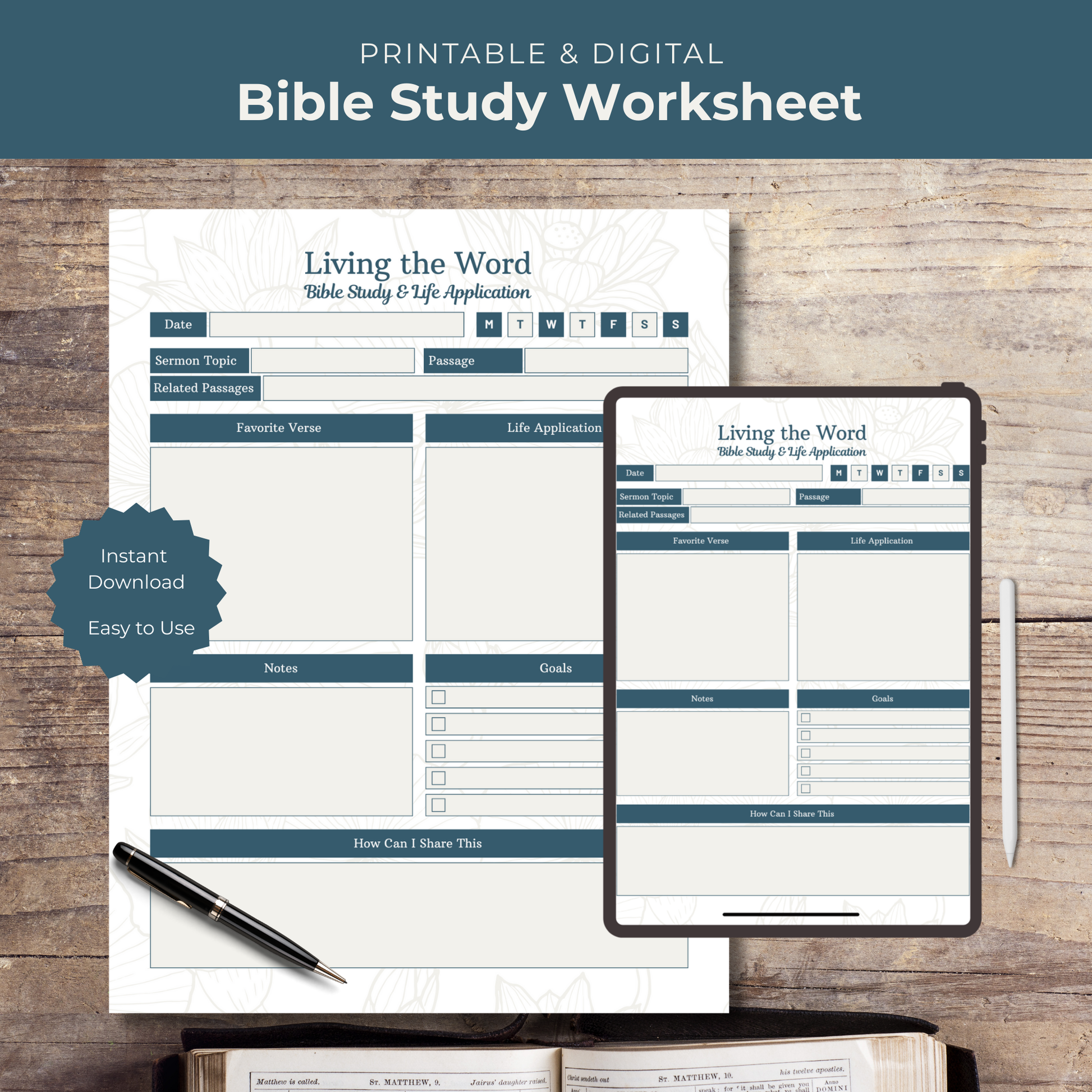 Bible Study Worksheet Photo