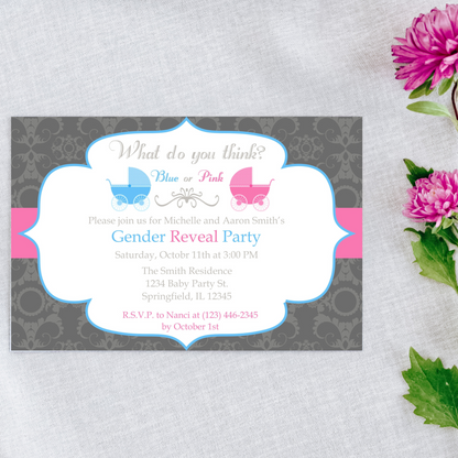 Carriage Gender Reveal Invitation