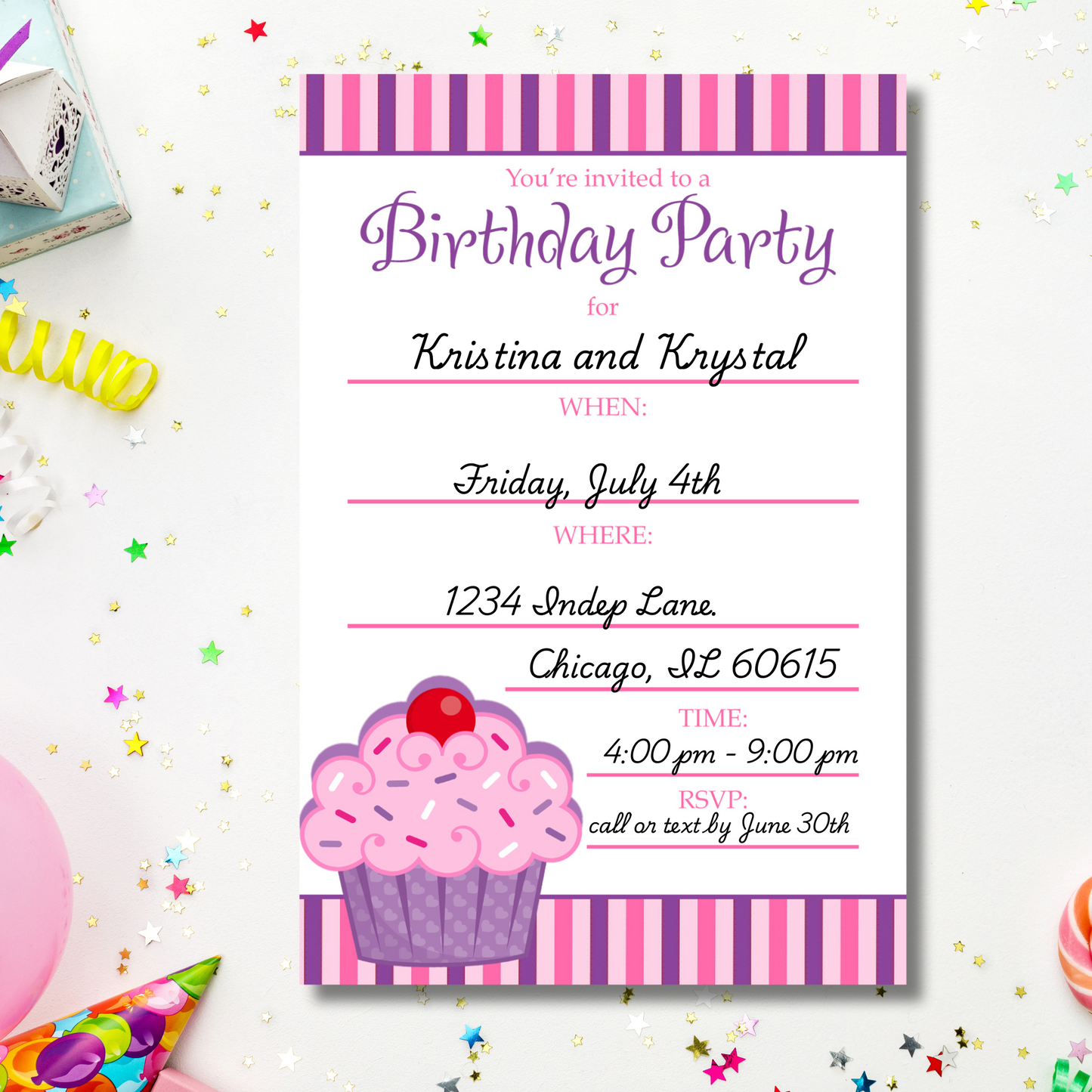 Cupcake Birthday Party Invitation