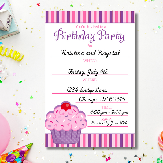 Cupcake Birthday Party Invitation