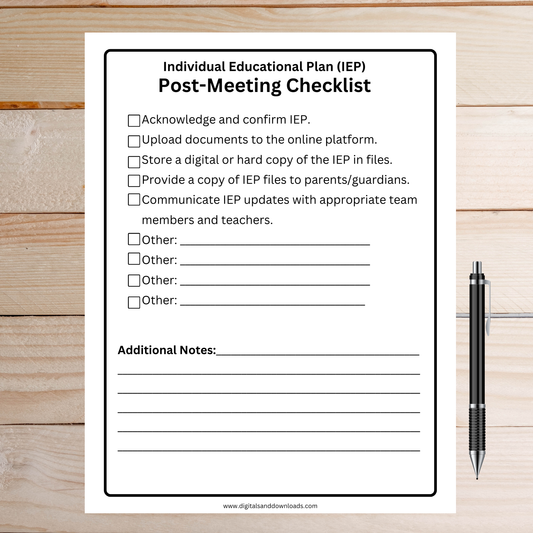 IEP Post Meeting Checklist